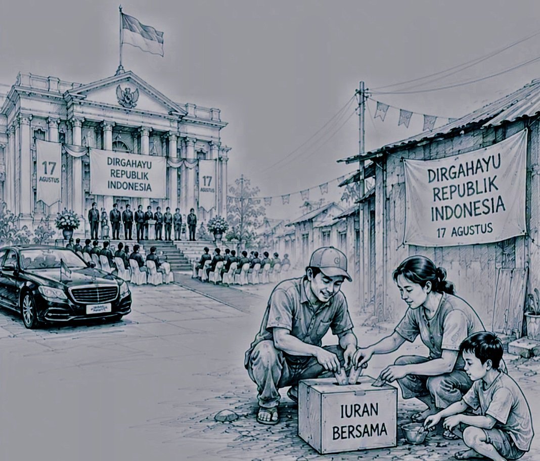 HumorJonTampan's tweet photo. HUT KEMERDEKAAN 'KE 81 RI'

"Mereka rayakan Hari Ulang Tahun Kemerdekaan 'KE 81 RI' dengan seremonial yang mewah dan megah, karena dibiayai oleh APBN!

Kami rayakan Hari Ulang Tahun Kemerdekaan 'KE 81 RI' penuh dengan kesederhanaan, karena dibiayai oleh iuran & patungan warga!

Dari manapun anggarannya, ayo kita rayakan Hari Ulang Tahun Kemerdekaan 'KE 81 RI' dengan semarak dan penuh suka cita!

Hidup Hari Ulang Tahun Kemerdekaan 'KE 81 RI' tahun 2026! Sekali merdeka tetap merdeka!!!!!

#Ngik ✍️✍️✍️
