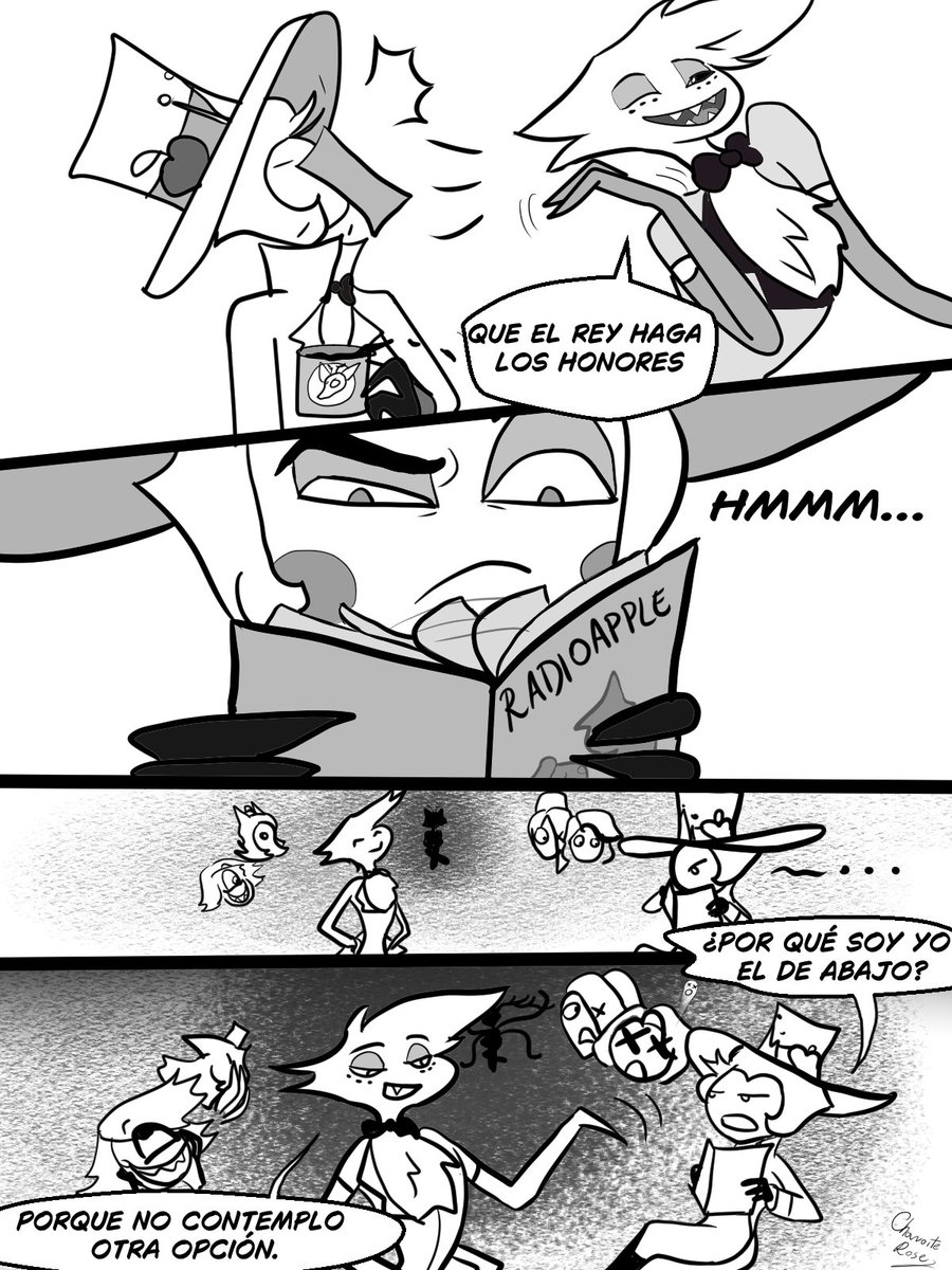 charoiterose's tweet photo. #RadioApple #HazbinHotel #FanComic #Fanart #Alastor #LuciferMorningstar https://t.co/rCZMwb6twy