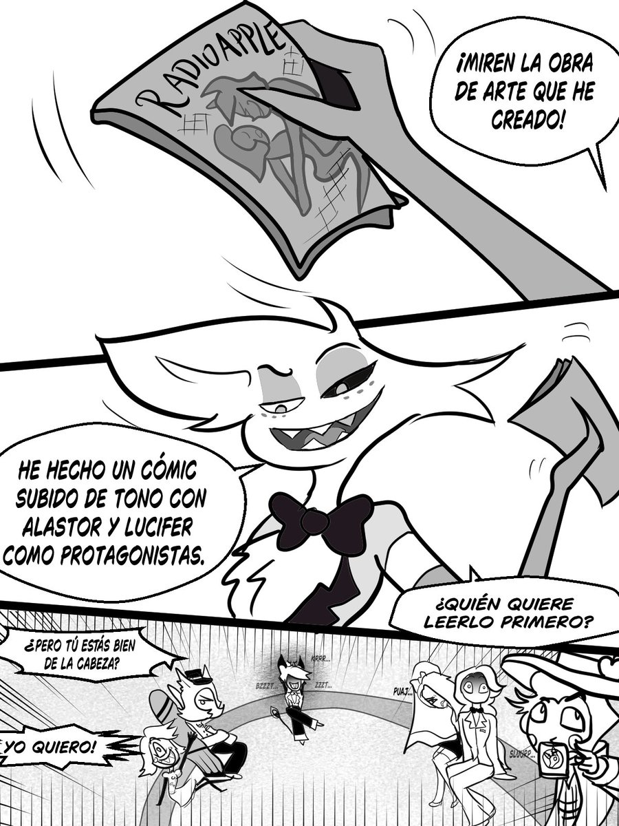 charoiterose's tweet photo. #RadioApple #HazbinHotel #FanComic #Fanart #Alastor #LuciferMorningstar https://t.co/rCZMwb6twy