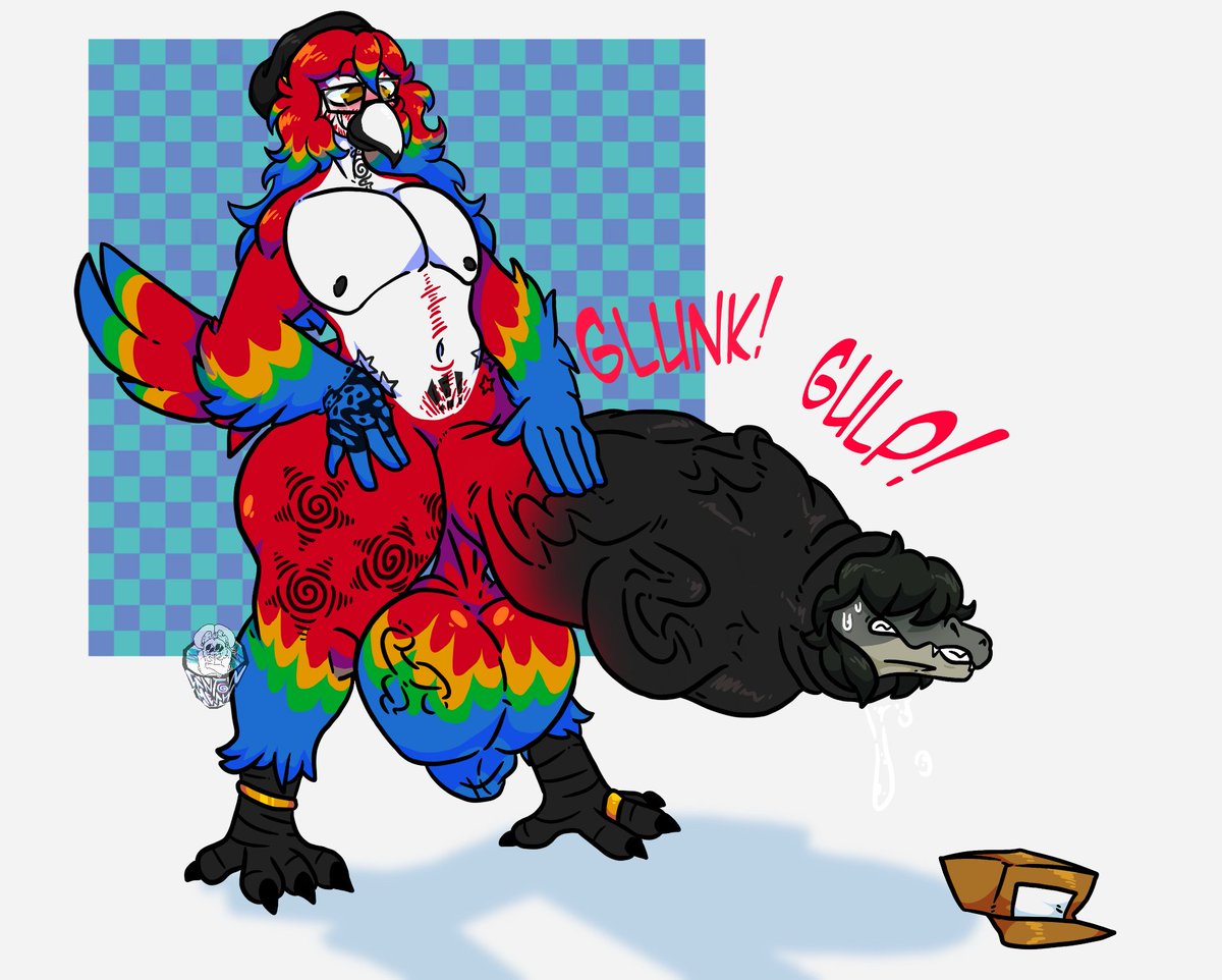 CantonMesh's tweet photo. (CW: Cock Vore, Fatal, Cum Disposal, Bone Cracking) 🔞🔞🔞
“Making Macaw *Seed*"
4 Part Vore Sequence, featuring a friend, as an excuse to draw someone getting churned into ball snot~
#vore #cockvore #nsfw #yiff #furry #yiffartist #nsfwart #hyper #hyperfur https://t.co/xNRzXLfKA5