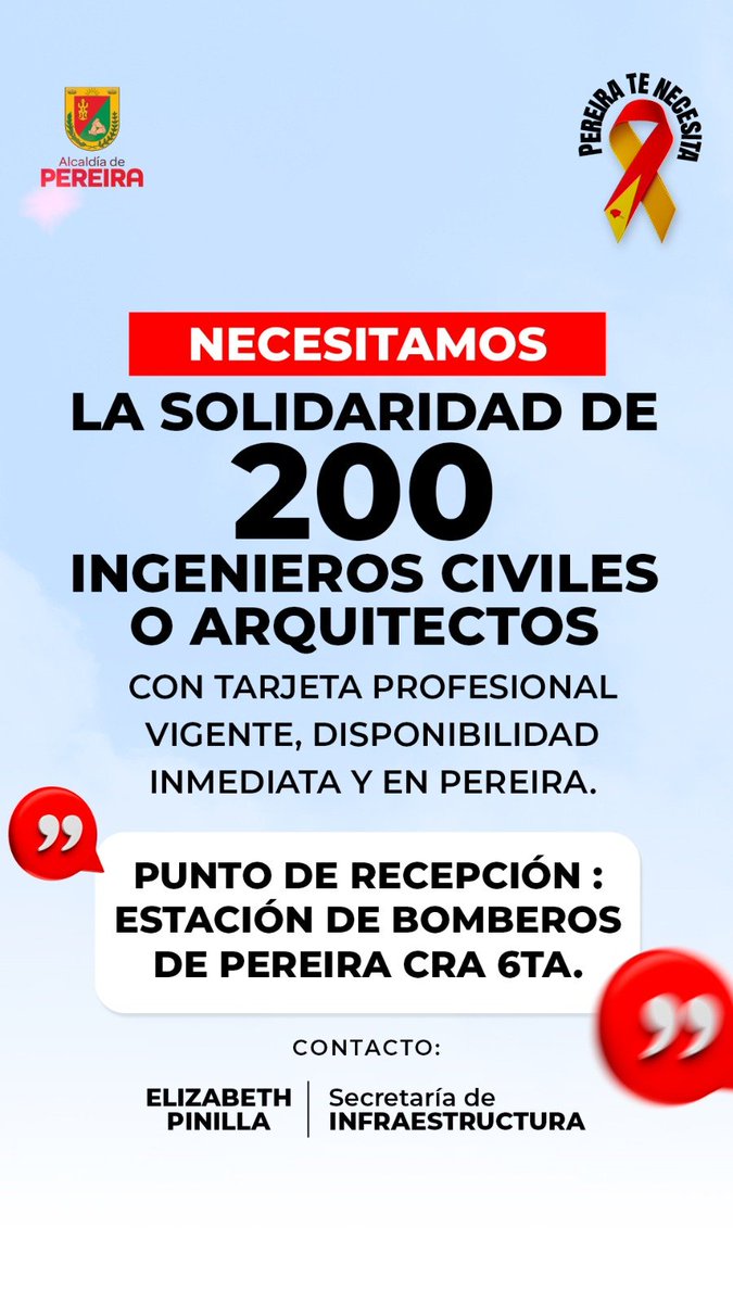 Alcaldiapereira's tweet photo. #PereiraTeNecesita💪📣 https://t.co/XL2ydt7GnU