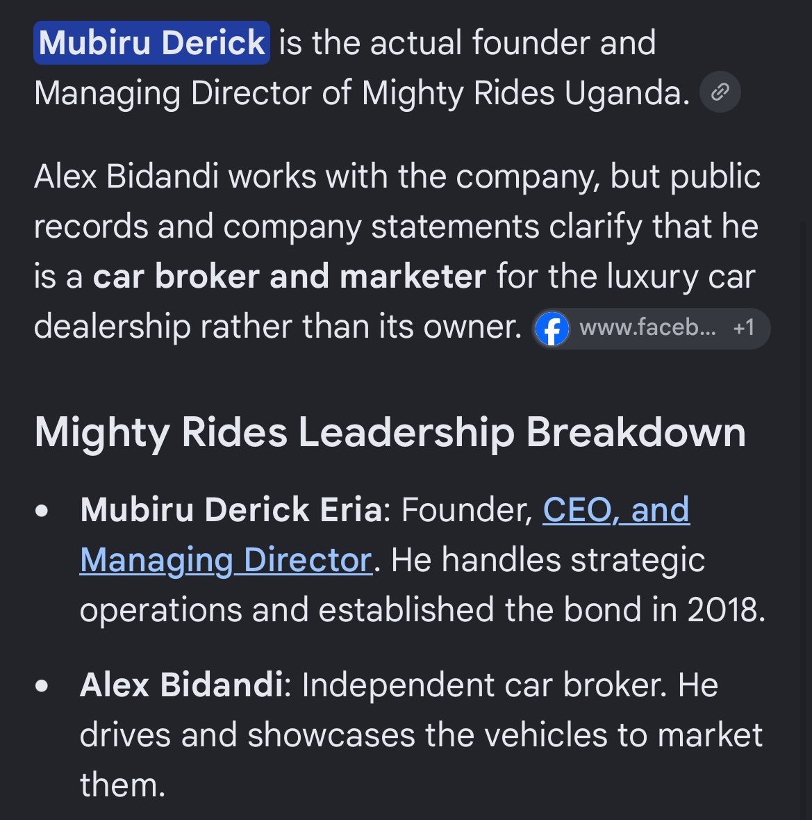 TommyLeeUganda's tweet photo. Google Has Joined The Evelyn Mic And Sheilah Gashumba Battle. Google Says Derrick Mubiru Owns Mighty Rides And Sheilah Gashumba's Boyfriend Alex Bidandi Is A Car Broker At Mighty Rides. Mbu He Drives And Showcases The Cars To The Public. https://t.co/d3J9Ocbxgf