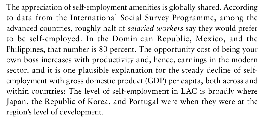 MartinTrombetta's tweet photo. Leyendo el último informe del Banco Mundial sobre informalidad, doy con este párrafo, que dice algo muy interesante: la crisis del empleo tradicional está asociada al hecho de que, cuando la productividad es baja, los trabajadores prefieren ser emprendedores https://t.co/BpCqASimNb