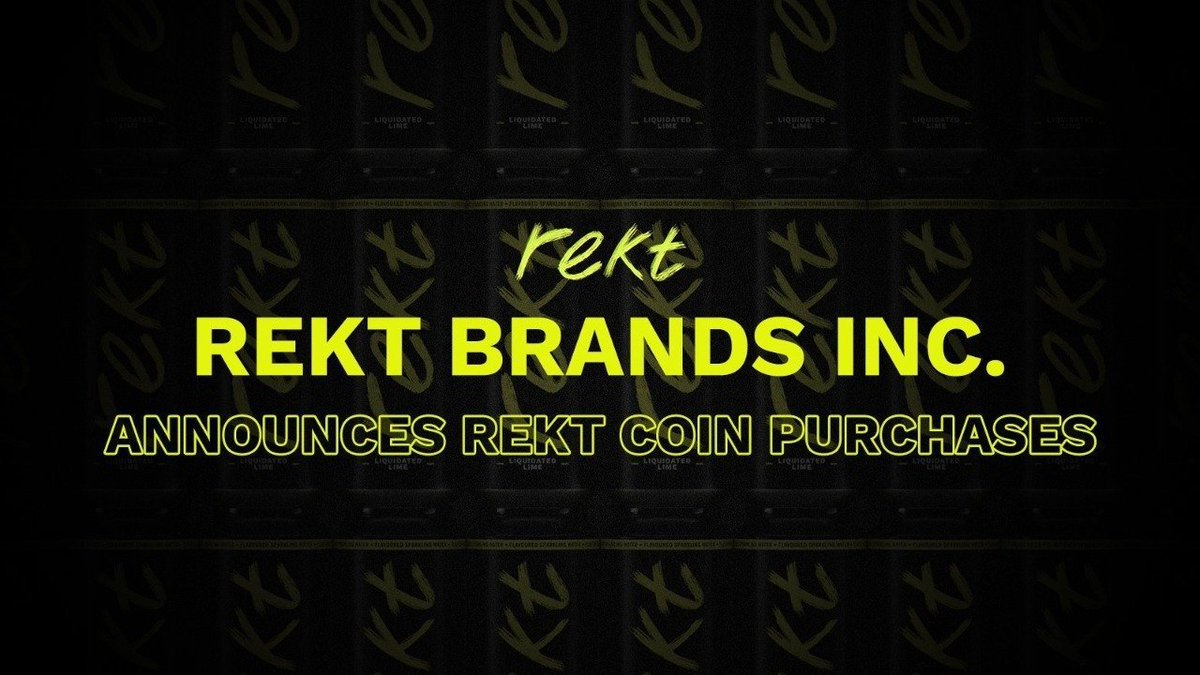RektBrands's tweet photo. Rekt Brands Inc. announces additional @RektCoin purchases. 

Rekt Brands Inc. has acquired an additional 121.42B $REKT from @RektMkts net subscription revenue. https://t.co/xqRUgbYxAs