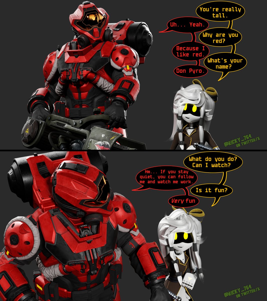 Ricky_764's tweet photo. "The creature and the Hellbringer." 
Official Mini-comic of Project: Lights Out 💡

#MurderDrones #mdtwt #Cyn #ProjectLightsOut https://t.co/bDyiH9NxDL
