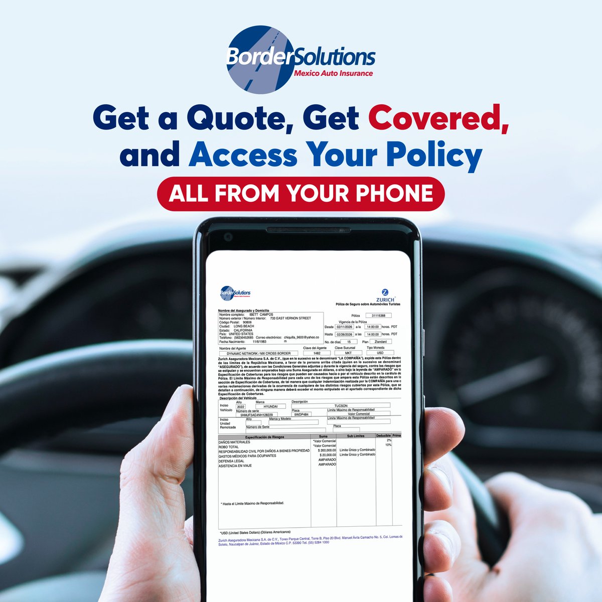 BorderSolutions's tweet photo. No printer. No long forms. No office stop. 📱

Get your Mexico Auto Insurance right from your phone and keep your policy ready when the road calls.

Fast, simple, and made for real trips. Quote at https://t.co/iGlAXCvR9U

#EasyCoverage #BuyOnline #MexicoAutoInsurance #BorderSolutions
