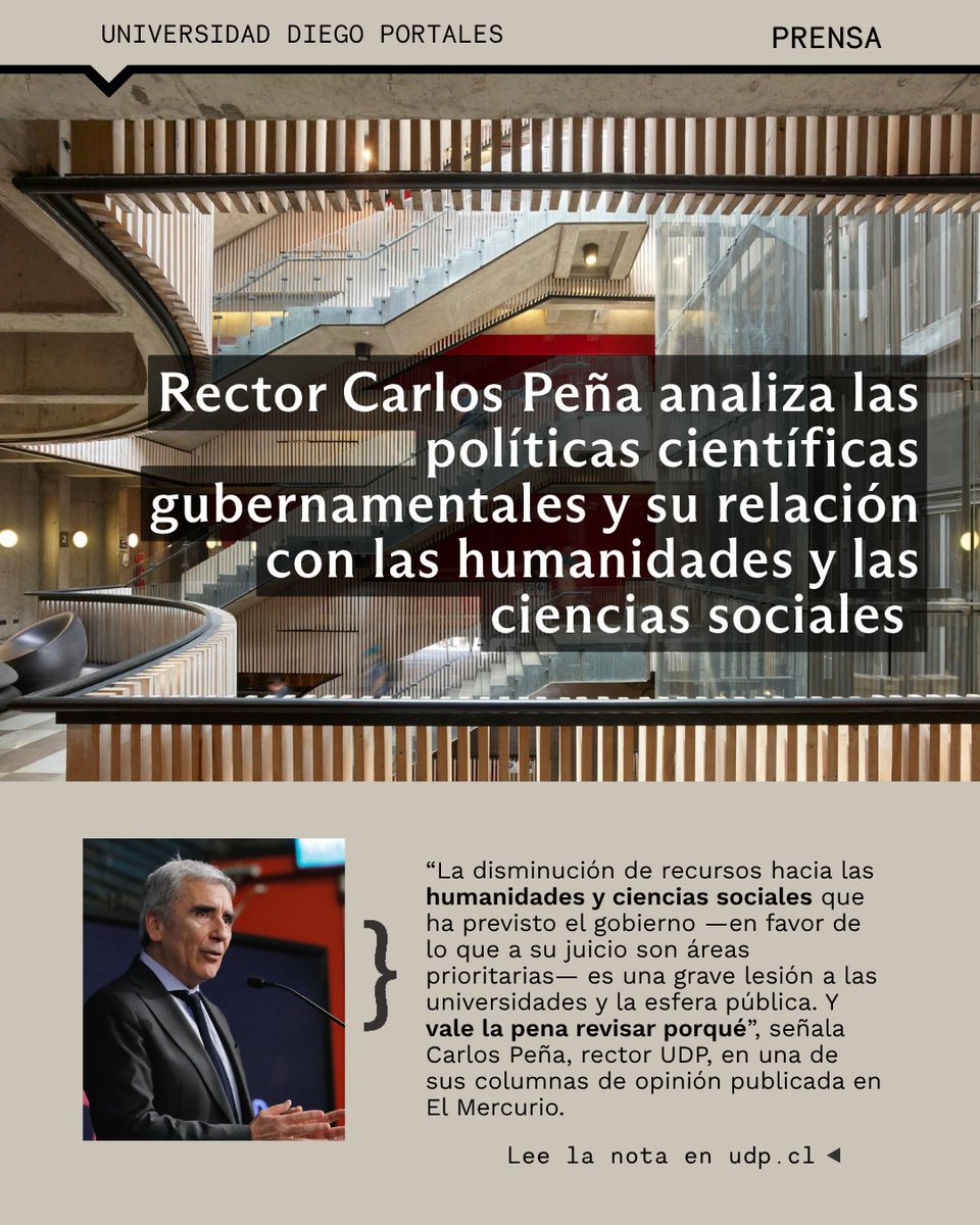 udp_cl's tweet photo. Lee las columnas de opinión del rector UDP Carlos Peña publicadas tanto en El Mercurio Santiago, como en el de Valparaíso, en donde analiza las políticas científicas gubernamentales y su relación con las humanidades y las ciencias sociales✍️
ℹ️https://t.co/Pn0jPNEifs
#Humanidades https://t.co/n6qBWjxlgJ