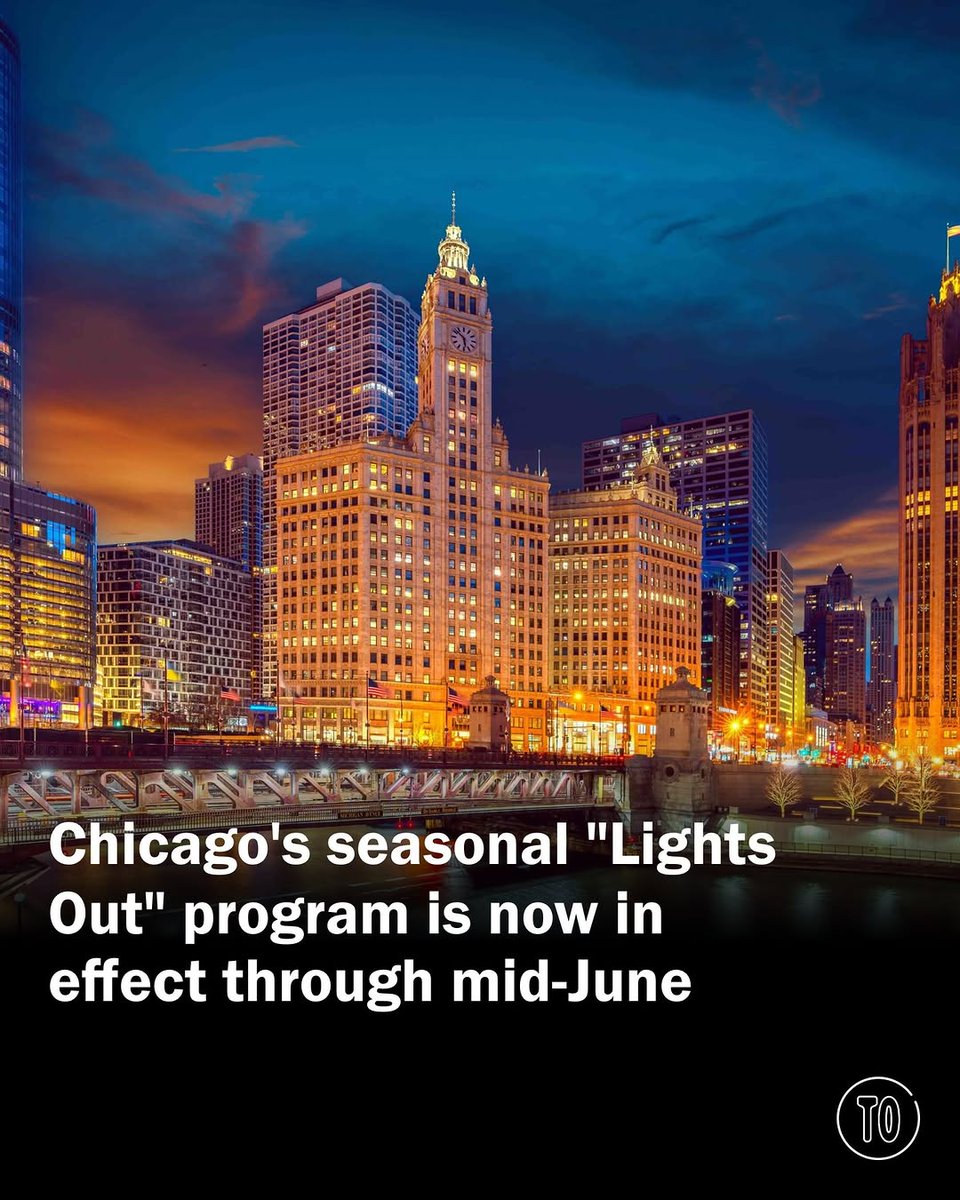 melissabarrtqv2's tweet photo. Chicago’s seasonal Lights Out program has officially begun, marking a citywide effort to reduce nighttime light pollution during peak bird migration.

From now through Monday, June 15, buildings across the city are asked to switch off non-essential l... https://t.co/hfFtD9KsPc