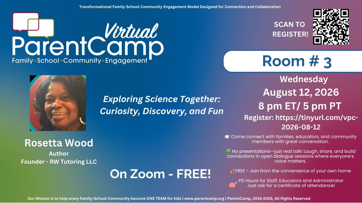 ParentCamp's tweet photo. There’s still time to join us tonight!
Virtual ParentCamp starts at 8 PM ET. Come connect with families, educators, and community members in conversations about reading, strong neighborhoods, and science fun.
Register here: https://t.co/TXmSrSfj3p
#ParentCamp #VirtualParentCamp https://t.co/H2R5NrQQoh