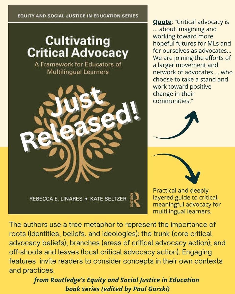 EquityLiteracy's tweet photo. Fabulous new book in the book series I edit for Routledge, authored by the amazing Rebecca Linares and Kate Seltzer. Great combination of conceptual depth and practical ideas. Check it out!

On sale now here: https://t.co/hmmv3bWX27 https://t.co/6fX9haxAVg