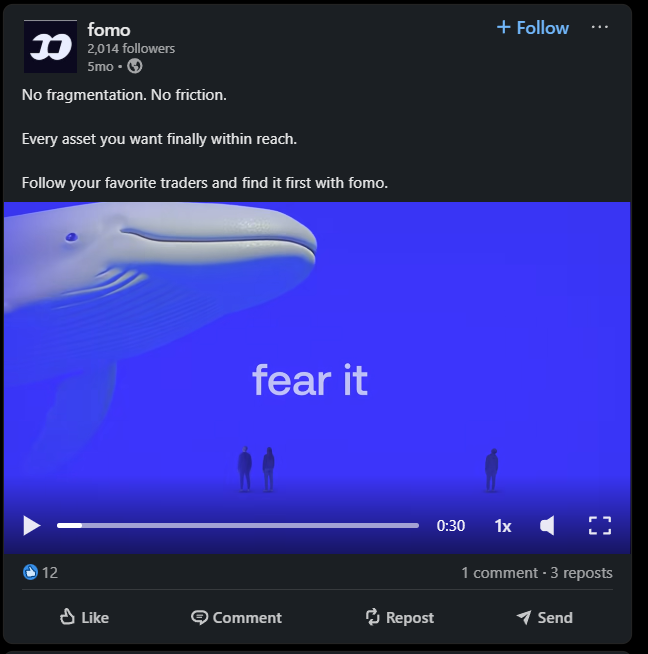 aiwuwtz's tweet photo. This is legit insane!
On every old fomo video is their whale and it says "Fear it" - "Fear The Whale" 
Is this not like insane!!
Could be easy runner!
Its legit on every old video!
https://t.co/vRv2fqw16W