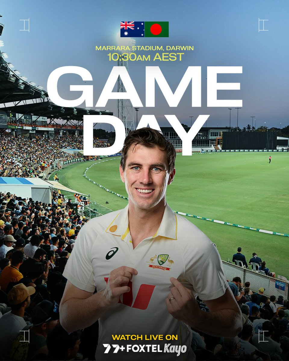 ausmencricket's tweet photo. Darwin, let's go!

#AUSvsBAN https://t.co/7WaGnumNUc