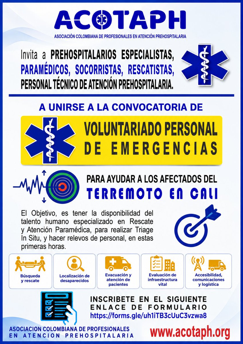 luis_pmd's tweet photo. Buscamos Voluntarios -Talento Humano en Atención de Emergencias Extrahospitalarias. Inscríbase en el siguiente link.  https://t.co/ZYkrtDU7Ti https://t.co/D3e3jifqxz