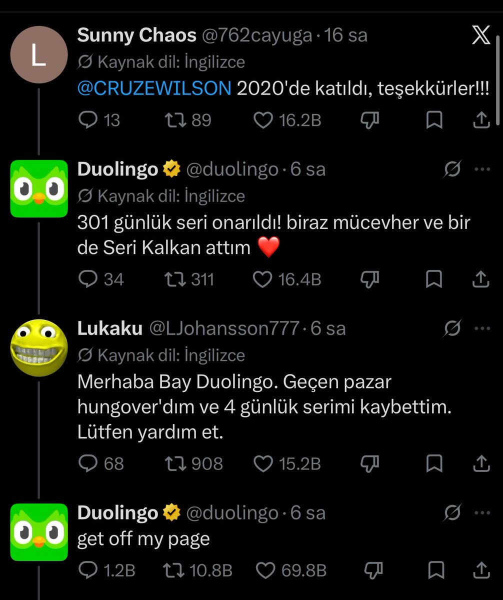 uckursunn's tweet photo. Duolingo’nun X hesabının bir kullanıcıya yaptığı yorum gündem oldu. https://t.co/hcOzZ9cnF7