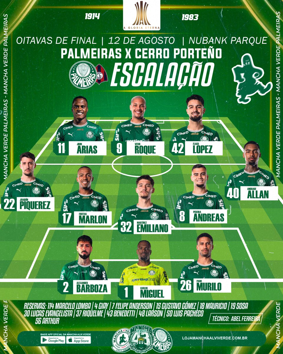 torcidamv83's tweet photo. ESTAMOS ESCALADOS! 
 
#Palmeiras  
#ManchaAlviVerde 
#AvantiPalestra 🇮🇹 
#CopaLibertadores2026 https://t.co/tBiwCH6BOF