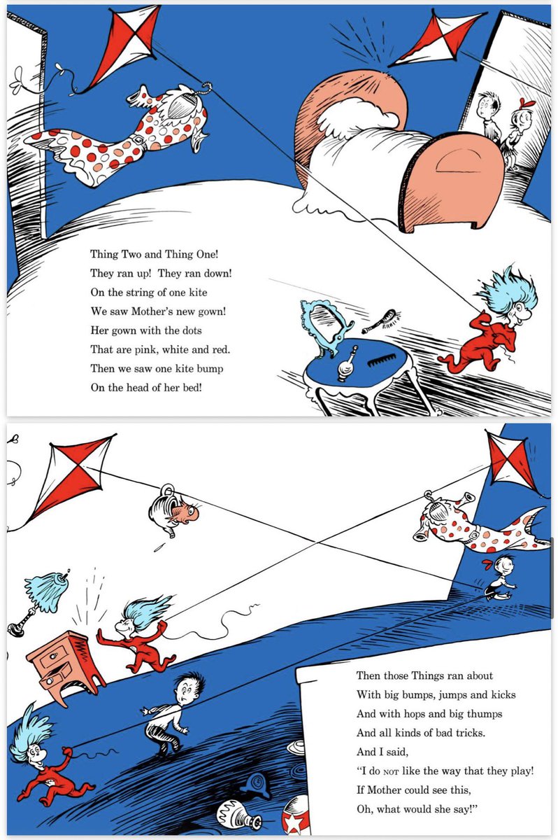 SpencerKlavan's tweet photo. Remember Thing 1 and Thing 2, twins who sweetly feigned innocence until they were let loose and set about wrecking the house? 

Remember how they were technically distinct but fundamentally identical in their tactics of deceit and destruction?

Can’t wait for Woke 1 and Woke 2! https://t.co/RZ6UXU0G94