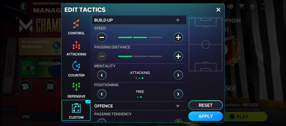 THEJOKER202021's tweet photo. For those asking me for my manager mode tactics, here it is. 
I'm currently on 34⭐ and the formations I use are 3142, 41212 wide, 433 holding, and 433 attack. 
Anyone works with the tactics. Just make some adjustments in the 2nd half when things are not going your way✌️🙃 https://t.co/gFGnpb3FHk