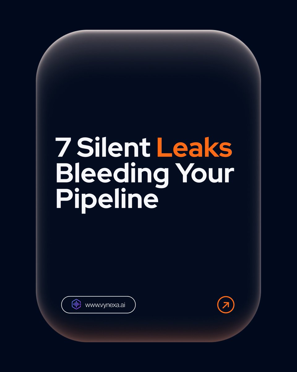 Vynexa_ai's tweet photo. Most funnels don't have a demand problem. They have a plumbing problem. The 7 leaks: after-hours enquiries • form fills nobody calls • single-attempt follow-up • no WhatsApp confirmation • leads stuck in personal phones • no-show meetings • zero re-engagement of old leads. https://t.co/9DOxmikWUF