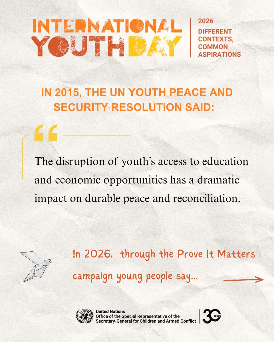 childreninwar's tweet photo. Today marks #InternationalYouthDayDay. 

Through the #ProveItMatters campaign, children and young people around the world continue to demonstrate leadership while calling for accountability. 

It’s time to listen, to act, and to Prove It Matters, now. 

https://t.co/xJRA1Mfco8 https://t.co/ayGdXvIq0R