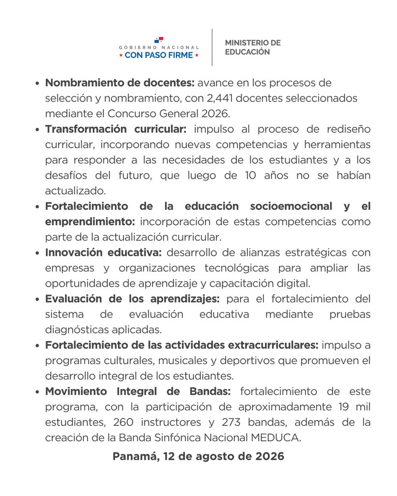 MeducaPma's tweet photo. El Ministerio de Educación informa que la ministra de Educación, Lucy Molinar, presentó formalmente su renuncia al cargo que desempeñó al frente de esta institución.

#ConPasoFirme #SomosMeduca https://t.co/VKz0ToXFrx
