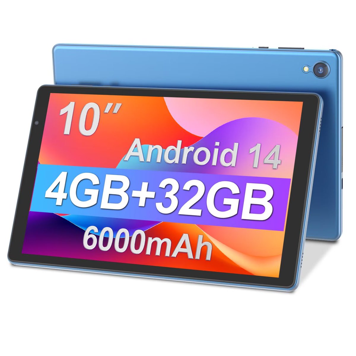 ad Android Tablet, 10 inch Android 14 Tablet, Quad-core CPU, RAM