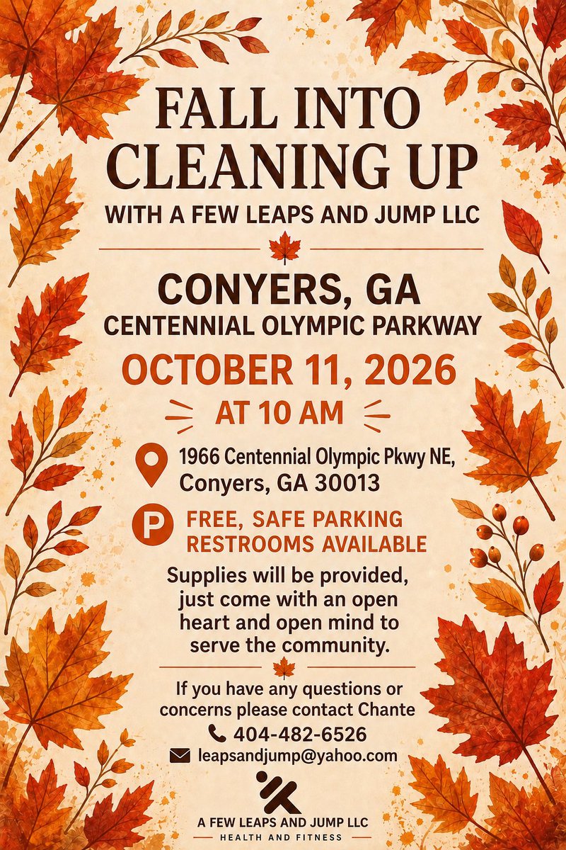 leapsandjump's tweet photo. 🍁🍂COME OUT &amp; HELP US CLEAN UP OUR COMMUNITY‼️‼️🍁🍂

A clean community is a healthy, safe, and beautiful community‼️‼️

Join A Few Leaps And Jump LLC for our Fall Into Cleaning Up community cleanup. Bring your family, friends, neighbors, and a heart ready to serve. https://t.co/lTaYNB73cr