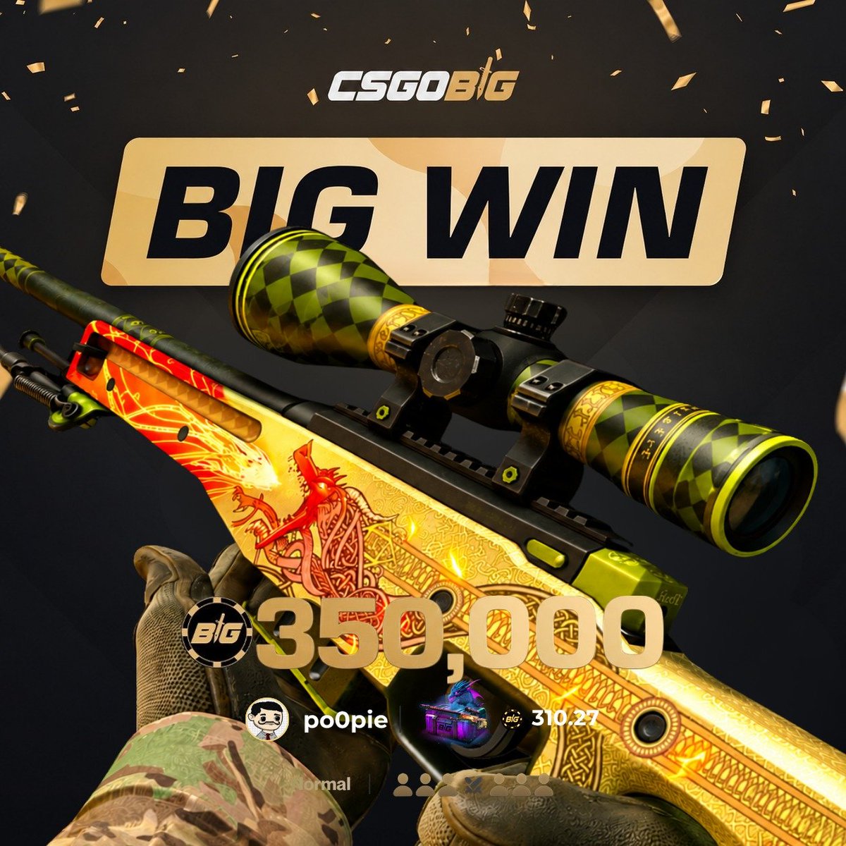 csgobig's tweet photo. This is getting pretty normal here... 😍

Another 350K Souvenir AWP Dragon Lore (Factory New) 💀

RT & follow for a chance to win $100 💸