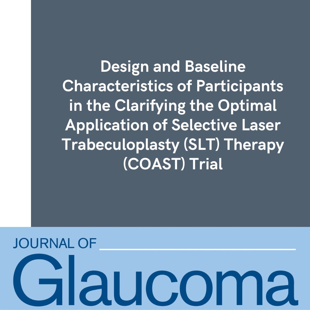 JOGJournal's tweet photo. NEW ARTICLE: "Design and Baseline Characteristics of Participants in the Clarifying the Optimal Application of Selective Laser Trabeculoplasty Therapy Trial" by Realini, Balasubramani, Kenkre et al.

Read more: https://t.co/5jwBdL1XdS

@WorldGlaucoma
#JoG #JournalOfGlaucoma https://t.co/yPeDfdFFPb
