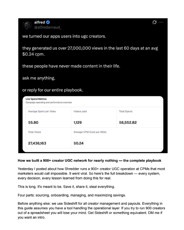 alfiearnaud_'s tweet photo. 150,000,000+ views at a sub $0.5 CPM... (season 1)

This doc outlines exactly how we did it

Shared this a couple months ago but will share out again

Reply + RT for pdf https://t.co/S60WPMsTQY