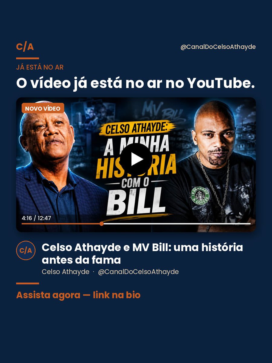 celsoathayde's tweet photo. Meu novo canal no YouTube já está no ar! Começo contando minha parceria com MV Bill e os bastidores de uma época em que o RAP Nacional era perseguido e criminalizado. Vou compartilhar histórias de quase 30 anos de caminhada. 

Primeiro vídeo no @canaldocelsoathayde. Link na bio! https://t.co/xbjAmYWUUJ