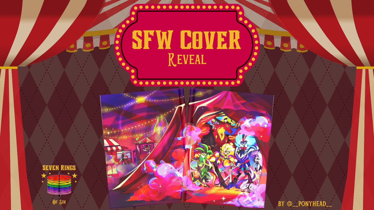 AxlotlZines's tweet photo. 🎪COVER REVEAL🎪

Sinners and Hellborns, the covers for Seven Rings of Sin and Seven Rings of Spice (NSFW), are finally unveiled! 🪄🎟️ 

Both were created by the amazing @__ponyhead__  😈

#SevenRingsOfSin #Hellaverse https://t.co/qmGquNofGS