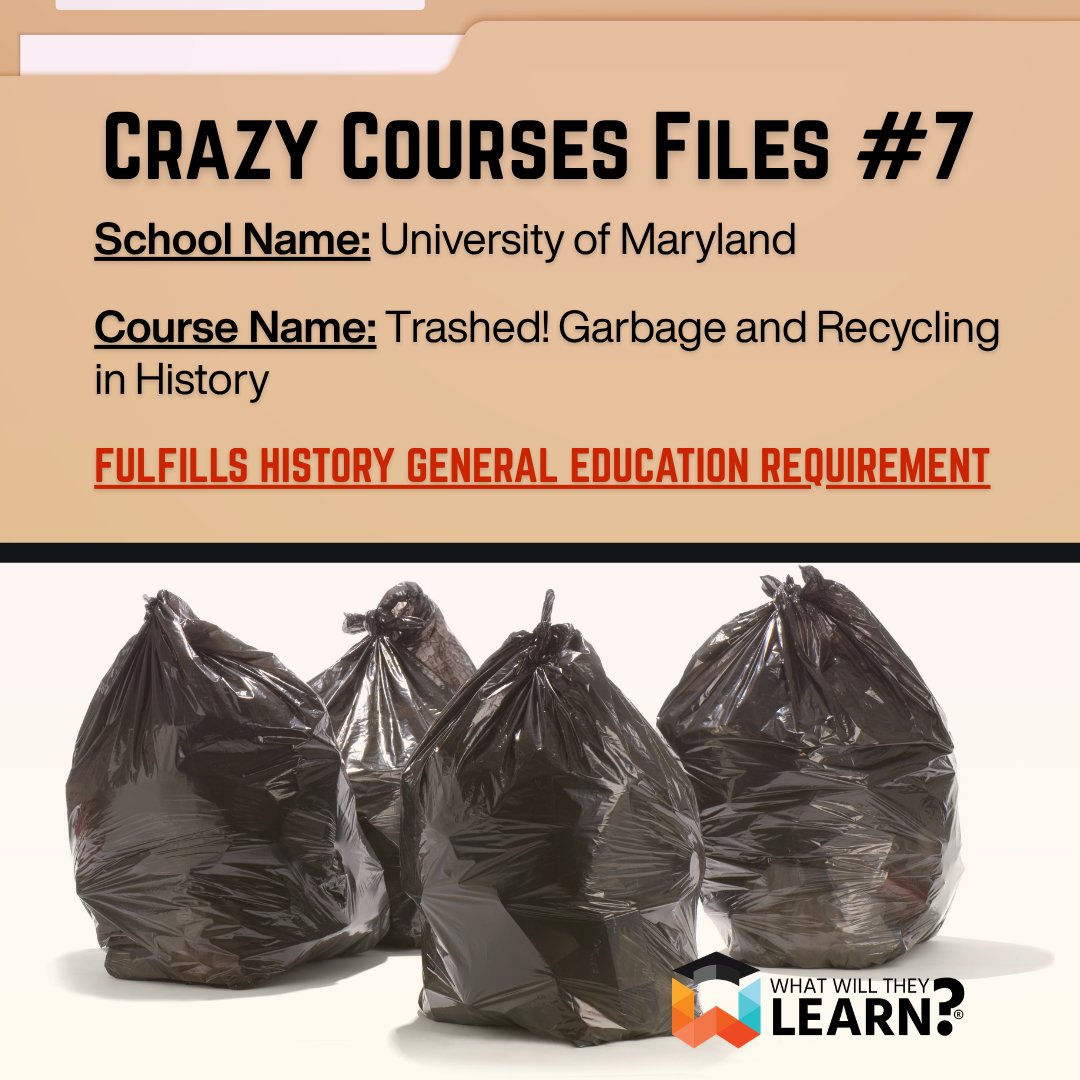 goACTA's tweet photo. This history course at UMD is garbage.

No, really; it's a history of trash and recycling in the 19th and 20th centuries.

As an elective? Could be very interesting.

But for gen-ed credits? Toss it in the bin. https://t.co/bZemtVZAdi