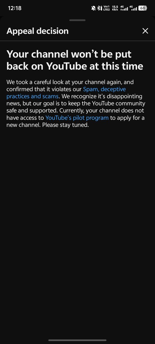 Asimem0n's tweet photo. @TeamYouTube My YouTube channel was terminated, but I believe it was a mistake. I submitted an appeal, but it was rejected. I’m requesting a manual review of my case and would really appreciate your help in getting my channel reviewed again. I can provide any details needed. https://t.co/PLnj6idX22