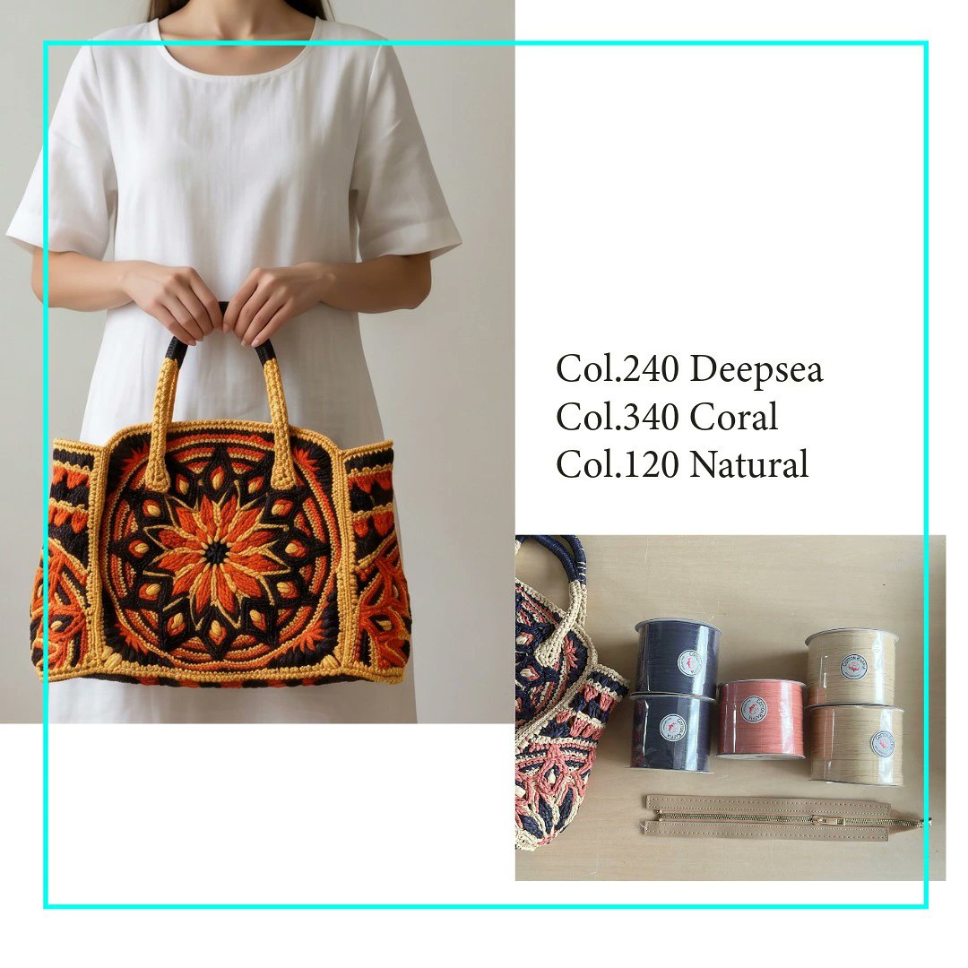 cottonraffia's tweet photo. 新作キット「ビッグソレイユボストン」💕
あなただけのカラーで編んでみませんか？
夏の終わりのお出かけにも、
これからの行楽シーズンにも長く使えるボストンです✨
配色シュミレータ
編み方動画つき😊
.
▼ オンランショップ 🌈
https://t.co/TEQadGinlp
▼ 楽天市場店 🌈
https://t.co/mktU9imEnJ https://t.co/o06eNqZY2N