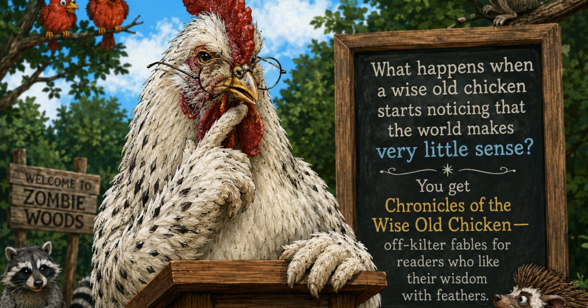 tomgarberauthor's tweet photo. When the world stops making sense, sometimes the wisest voice in the room has feathers.

Pull up a stump. The chicken has thoughts. 🐔 https://t.co/rm04FKerWL
