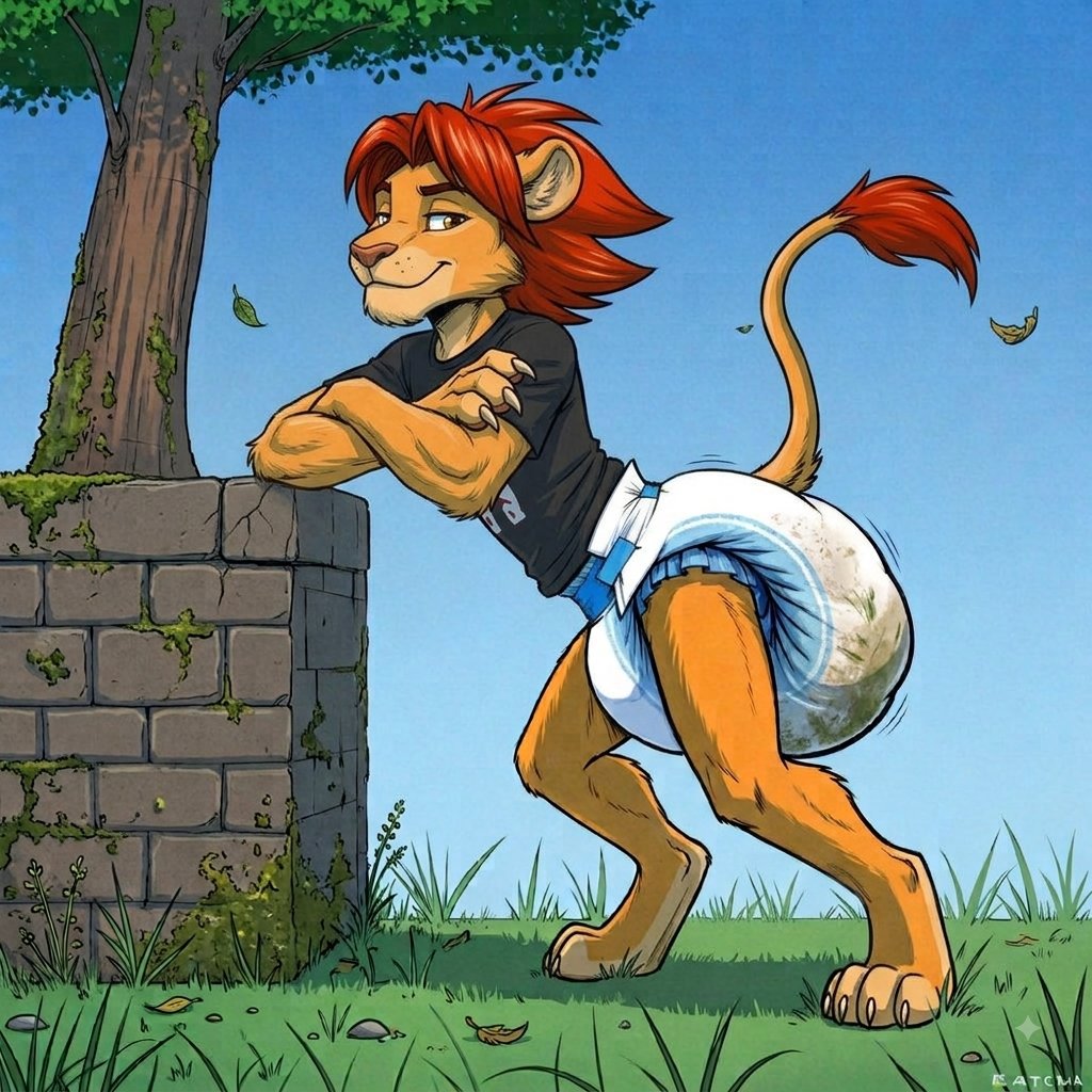 smellystudio's tweet photo. ~Lion oh lion with a diaper so full~ https://t.co/dAjClx97Td