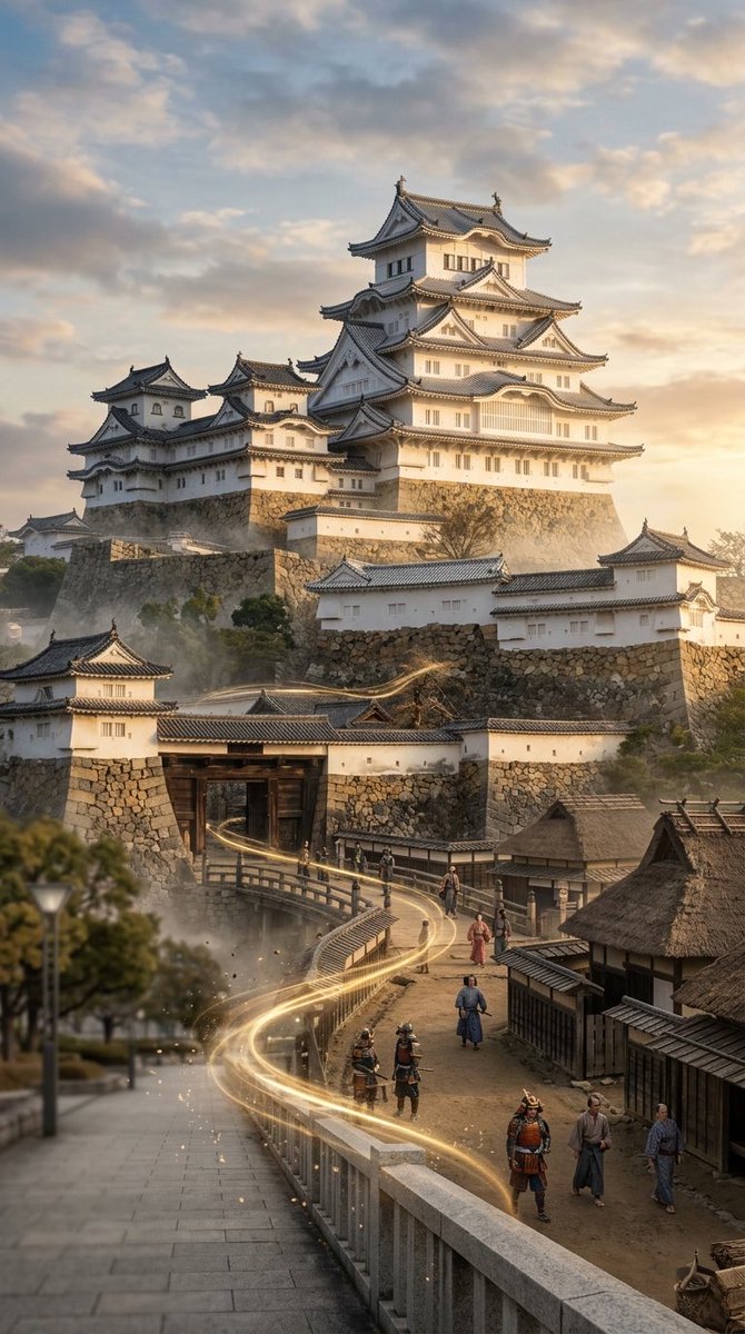 JapanHistoryAI's tweet photo. What would Himeji Castle have looked like 400 years ago?

#HimejiCastle #JapaneseHistory https://t.co/ZDRLmR1rOt