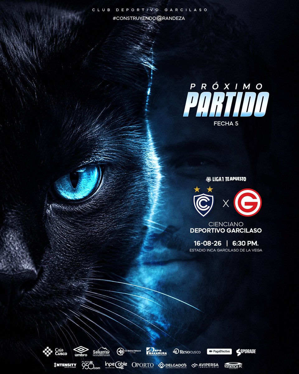 CD_Garcilaso's tweet photo. 🩵⚽ 𝗣𝗥Ó𝗫𝗜𝗠𝗢 𝗣𝗔𝗥𝗧𝗜𝗗𝗢

🆚 Cienciano
📅 16 de agosto
🕡 6:30 p. m.
🏟️ Estadio Inca Garcilaso de la Vega

Un nuevo desafío nos espera. ¡Vamos con todo, equipo! 💪🩵

Esto recién empieza y juntos vamos por más. 🔥

#SiempreContigoGarci
#ConstruyendoGrandeza https://t.co/HnzM3ib90F