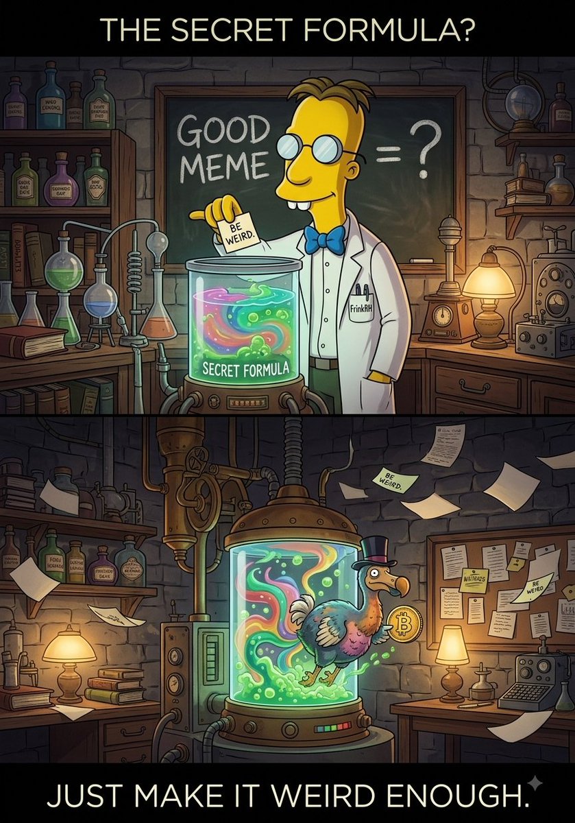 FELIXBONIFACE2's tweet photo. They said the odd ones always winβ¦
So I decided to stop trying to make a normal meme. π
The FrinkRH lab is closing soon and Iβm leaving this one in the hands of chaos.
Letβs see if weird actually wins this time. π§ͺ
@Frink_RH
#FrinkRH #MemeContest #RobinhoodChain #robinhood https://t.co/QlbDeYAtpy