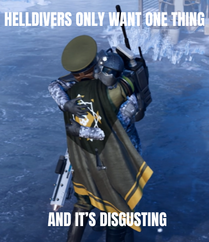 LadyKiaraRose's tweet photo. JK IT'S NOT DISGUSTING!!!

IT'S BEAUTIFUL!!! 💛

#Helldivers2 #HelldiversMeme #SEAF #hugging https://t.co/T0Gl0YwODA