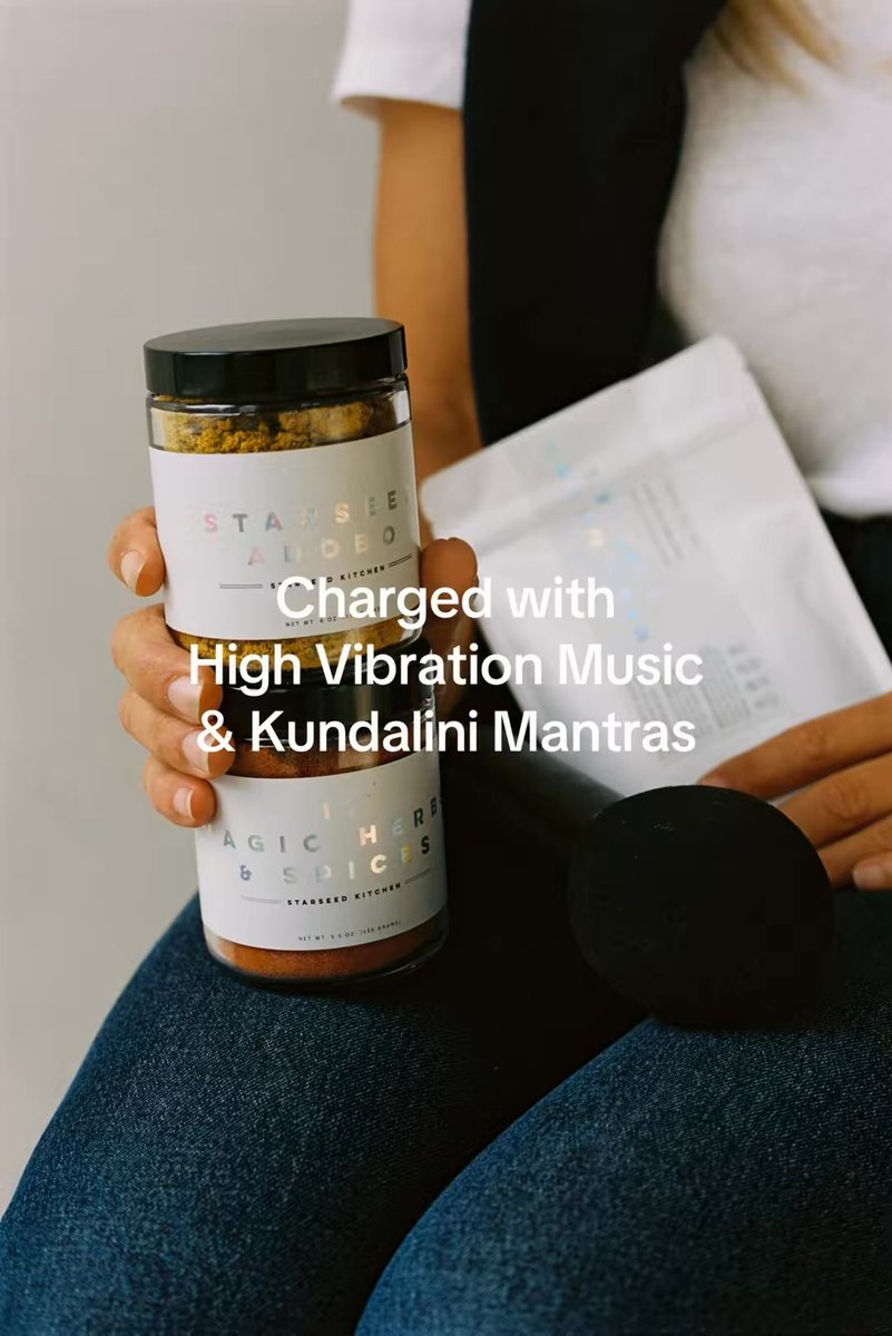 whitneyaronoff's tweet photo. Meet Starseed Kitchen Organic Spices, founded by me. Two blends: 11 Magic Herbs &amp; Spices + Adobo. Charged with high-vibration music &amp; mantras, blessed seasonally by a shaman with quartz &amp; Giza crystals. Shop at Erewhon &amp; https://t.co/rM5318zRJl https://t.co/veSOKT02m3
