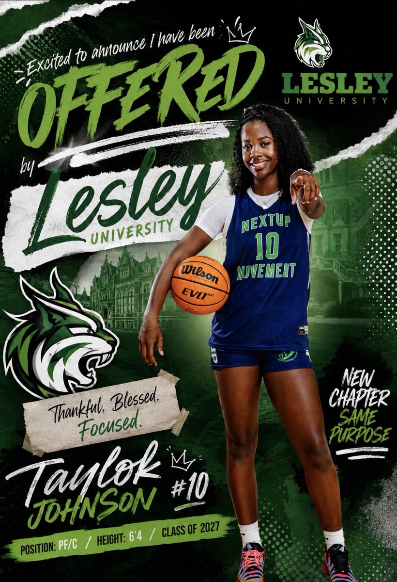 Taylor27Johnson's tweet photo. Beyond grateful to receive an offer from Lesley University! 🏀💙 Thank you to the coaching staff for seeing something in me and giving me the opportunity to continue my basketball and academic journey at the next level. I truly appreciate it! #LesleyUniversity #GoLynx https://t.co/uBtVK4xmGA