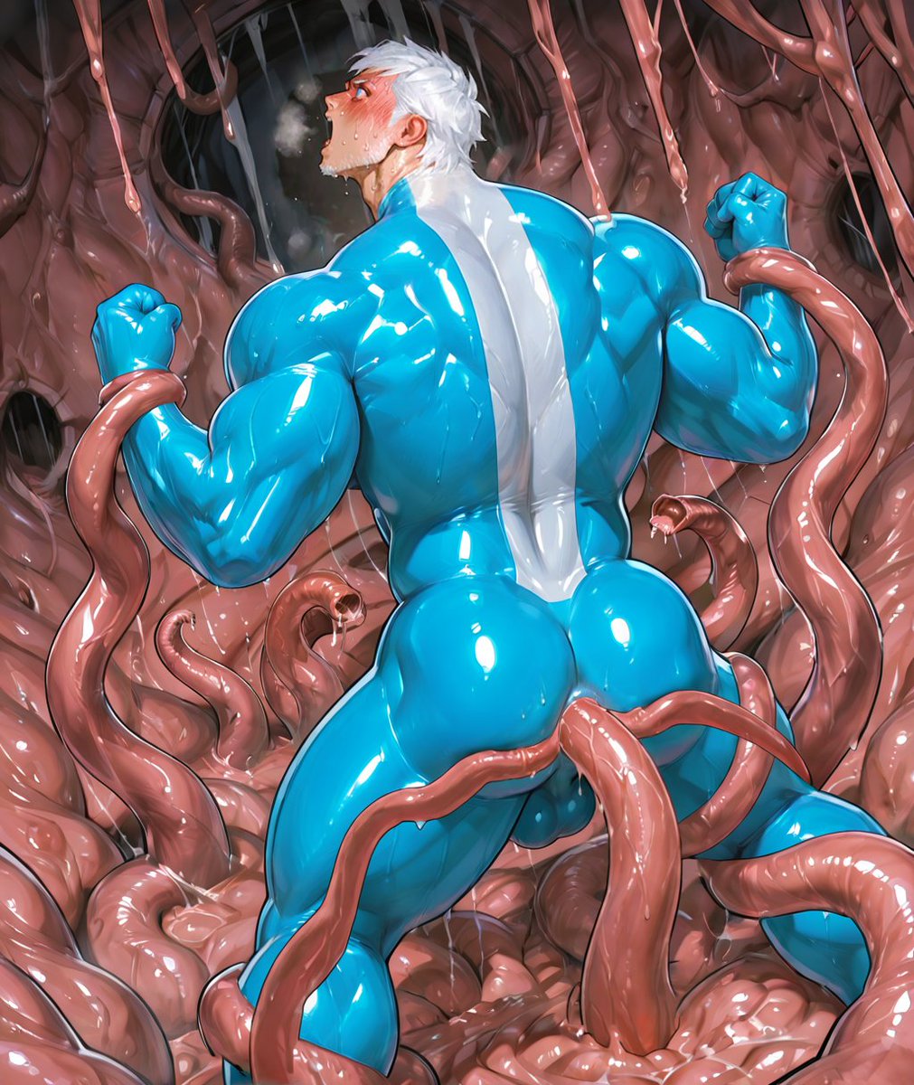Outrageous1011's tweet photo. Our dear hero exhausted his strength and is now at the mercy of the tentacles. He is going to experience a memorable moment... https://t.co/RGkntdudJz
