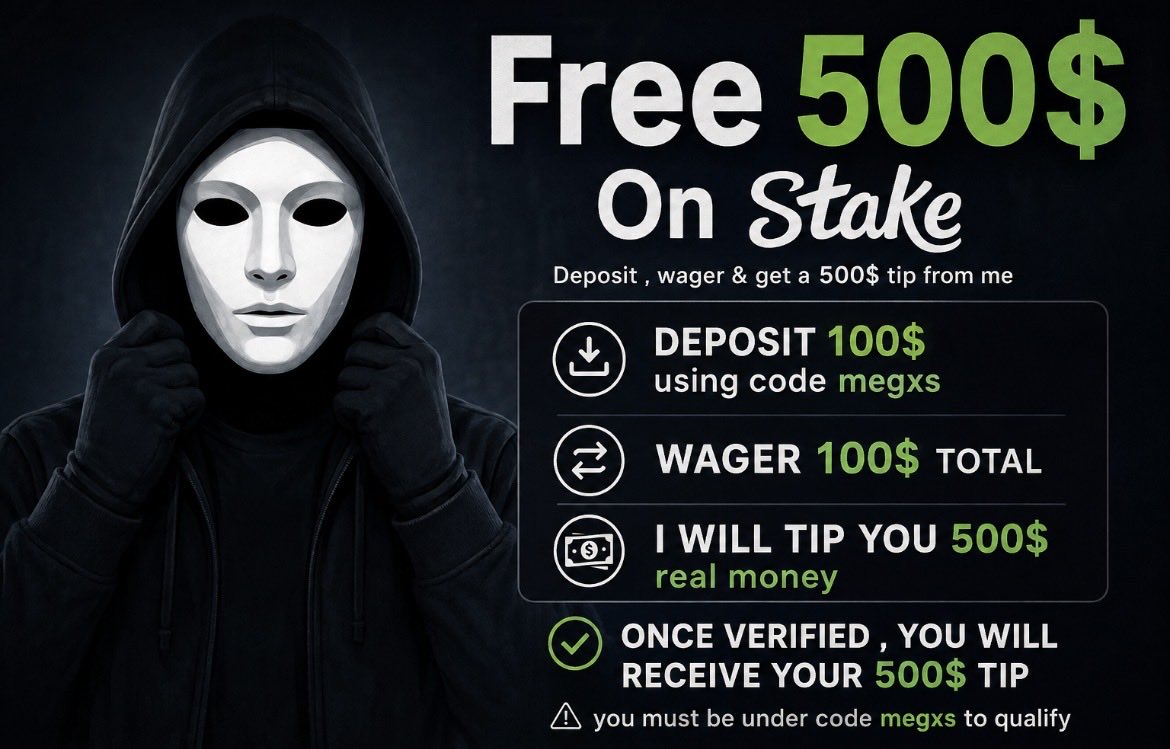 megxs369's tweet photo. 🔥 FREE $500 TIP ON STAKE 🔥

Deposit $100 using code< megxs >
Wager $100 TOTAL
Get $500 REAL MONEY from me 💸

✅ Once verified, your $500 tip will be sent.

⚠️ You must be under code MEGXS to qualify.

👇 Who’s ready?
#Stake #StakeCasino #TipOfTheMonth #tip #bonus #Gambling𝕏 https://t.co/WxftuWuGK2