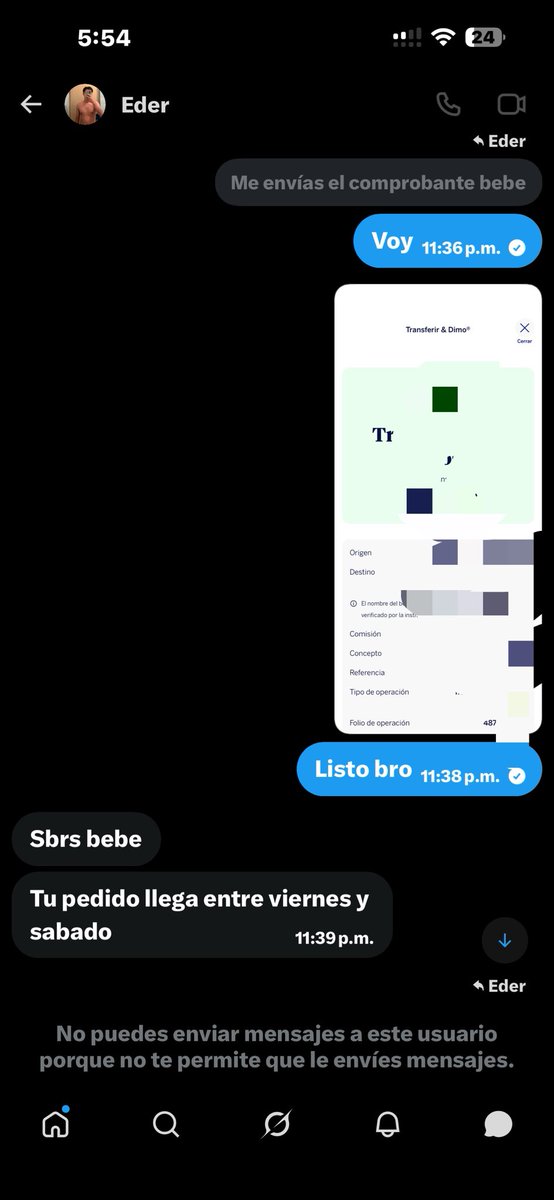 Daniel201731441's tweet photo. @eder_gzlz 🚨 OJO CON ESTA CUENTA 🚨

Les aviso para que tengan cuidado. Le compré productos de su marca, hice el pago correspondiente y después de recibir el dinero ya no cumplió con lo acordado. Tengo capturas de toda la conversación y el comprobante de pago. Hasta ser cambio de nombre https://t.co/NJBV6zikik