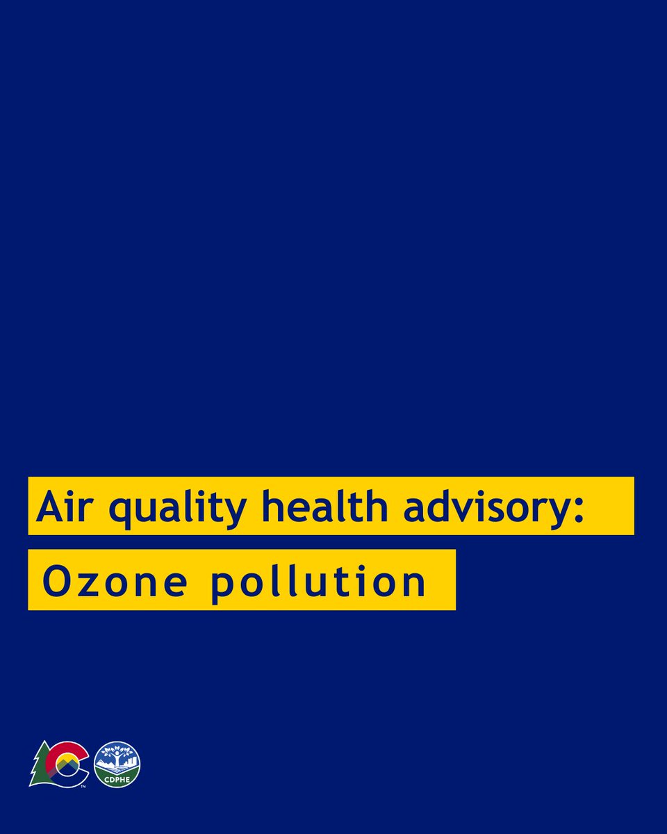 cdpheapcd's tweet photo. An Air Quality Health Advisory for Ozone is in effect in western El Paso and Pueblo Counties. 

For more details: https://t.co/PaQkiOmzfR https://t.co/37ZtkILR9Y