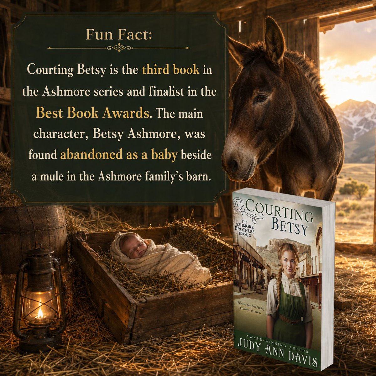 Author_PromoPal's tweet photo. #FunFact
Courting Betsy by Judy Ann Davis
@JudyAnnDavis4
📖 🤠 🐎 🏔️ 🏪 🗝️ 💚 💍
👉 https://t.co/reXmCdXw3W👈
#Historical #Western #Romance #Mystery #booklover #books #bookworm #reading #booknerd #bookish #booksbooksbooks #bookcommunity #read #booklove #bookshelf #reader https://t.co/5rGn9y23Kg