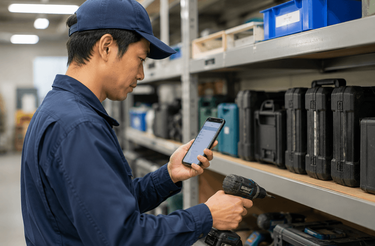 platio_jp's tweet photo. 【工具探しの無駄をゼロに🛠️ 】
「あの機材どこ?」をスマホで解決!
スマホ化で管理がここまでスマートに!
✅QRをかざして即貸出📱
✅所持者を一目で把握👀
✅返却遅れを自動通知⏰
持ち出し管理アプリの作り方は、リプライ欄から👇
#備品管理 #スマホ化 #Platio https://t.co/jHXQPV7FrT