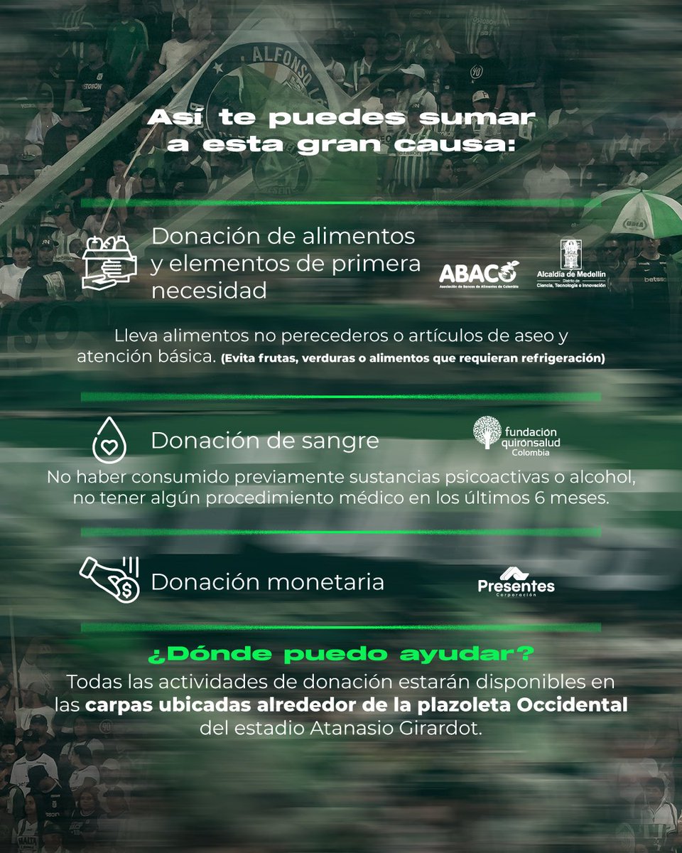 nacionaloficial's tweet photo. Si hay algo que ha movido a Colombia durante toda su historia, es la solidaridad de su gente.

Por eso este sábado te invitamos a jugar con nosotros el partido más importante, el de ayudar a quien más lo necesita.

Puedes contribuir de muchas maneras, todas son importantes. Te las contamos y nos vemos en el Atanasio.

Hoy más que nunca #VamosTodosJuntos.