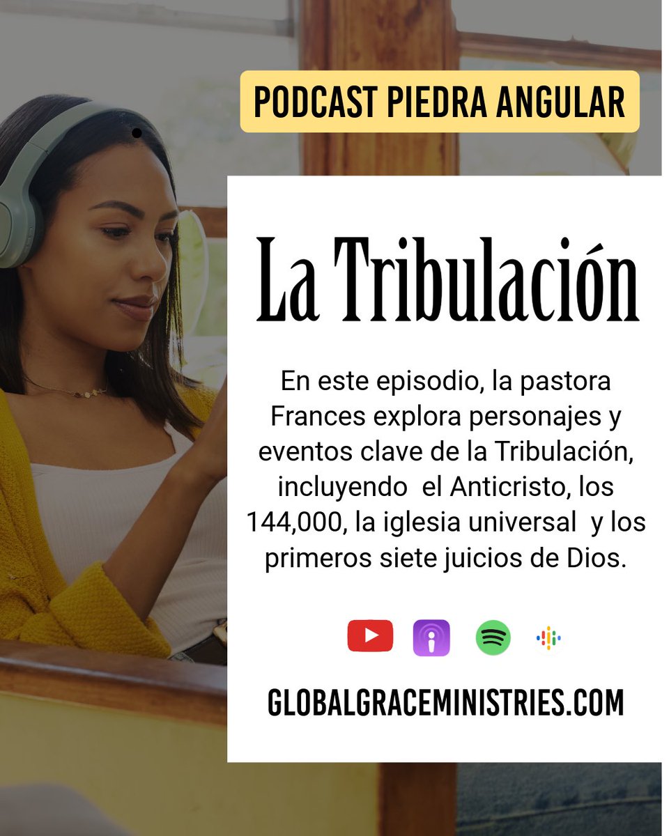 GlobalGraceM's tweet photo. En este episodio, la pastora Frances explora personajes у eventos clave de la Tribulación, incluyendo el Anticristo, los 144,000, la iglesia universal y los primeros siete juicios de Dios.
Escuchamos dando click en el siguiente enlace: https://t.co/5ZTH4okihT https://t.co/oso2fncf4z